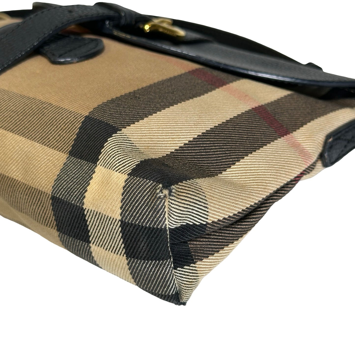 Used BURBERRY Haymarket Check Leather Haymarket Check Crossbody Crossbody Bag Beige Black Red Gold