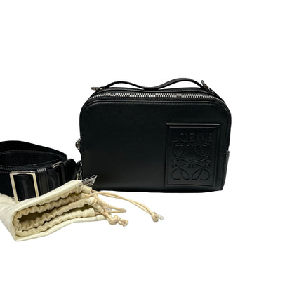 Used LOEWE Calfskin Leather Mini Camera Cross Body Bag Black PHW