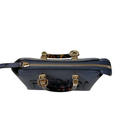 Used FENDI Leather By The Way Handbag Blue GHW