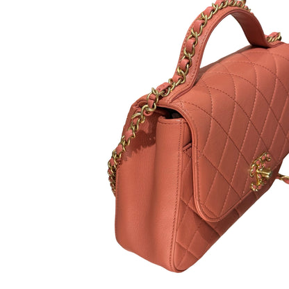 Used CHANEL Calfskin Leather Flap Cross Body Bag Pink GHW