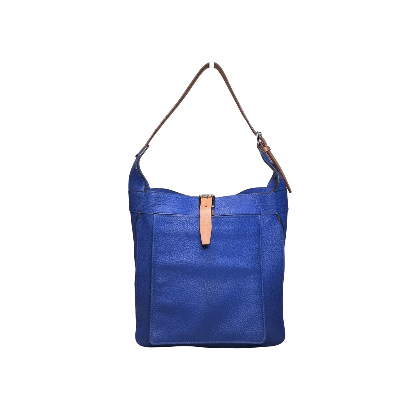 Used HERMES Leather Marwari Tote Bag Blue Brown PHW