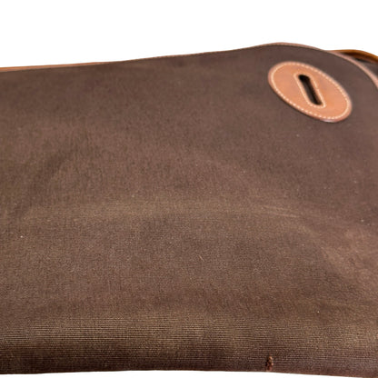 Used HERMES Canvas Leather Barda Shoulder Bag Brown