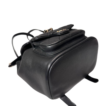 Used Chanel Calfskin Leather Small Duma Backpack Black GHW