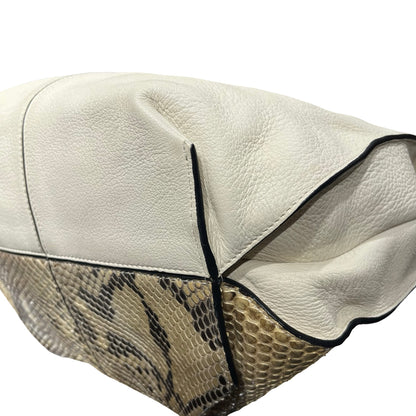 Used LOEWE Python Leather Calfskin Leather Python Hobo Bag Beige