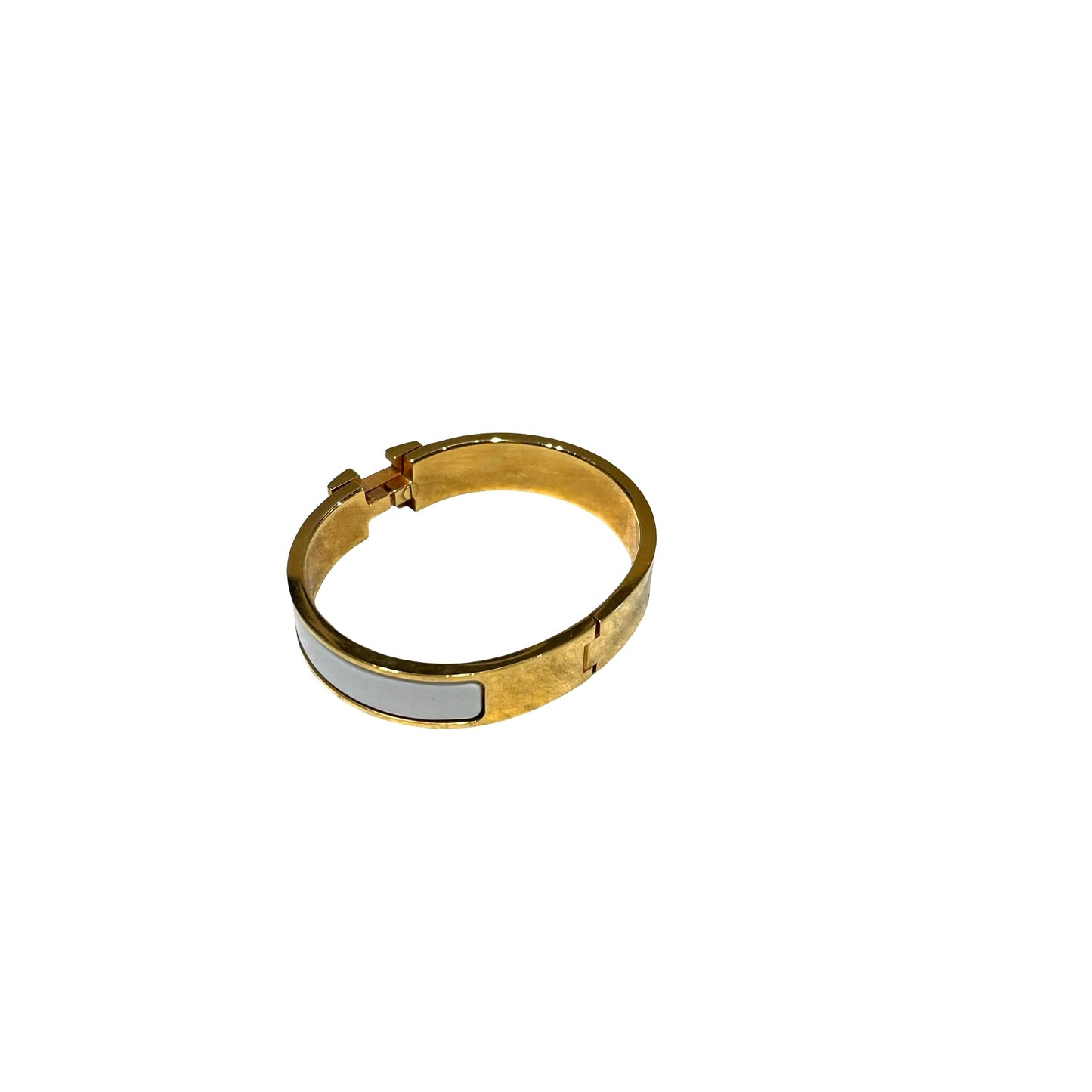 Used HERMÈS Clic H Bracelet White GHW