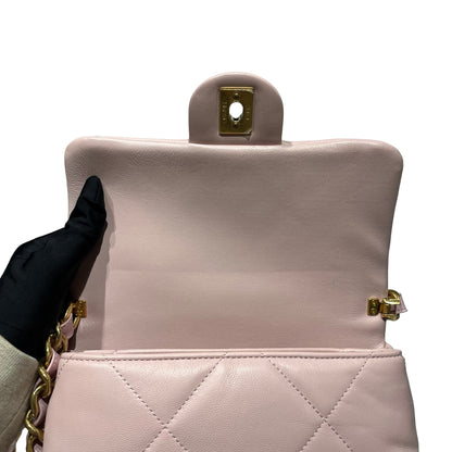 Used CHANEL Lambskin Leather Cross Body Bag Pink GHW