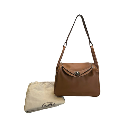 Used HERMES Leather Solid color Lindy 26 Handbag Gold PHW