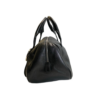 Used DIOR Cannage Leather Cannage Handbag Handbag Black Silver