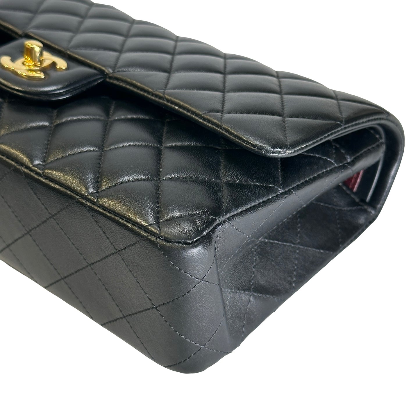 Used CHANEL Quilted Lambskin CF25 Shoulder Bag Black Gold