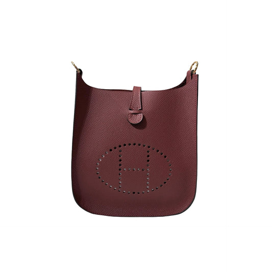 Used Hermès Epsom leather Mini Evelyne Cross Body Bag Red GHW