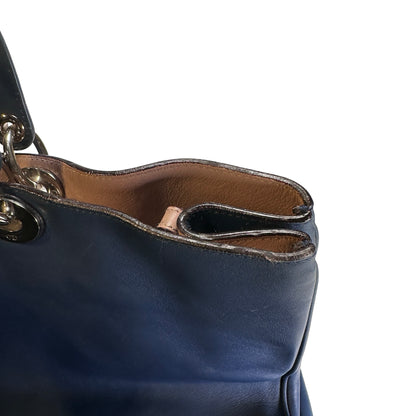 Used DIOR Leather Diorissimo Tote Bag Blue
