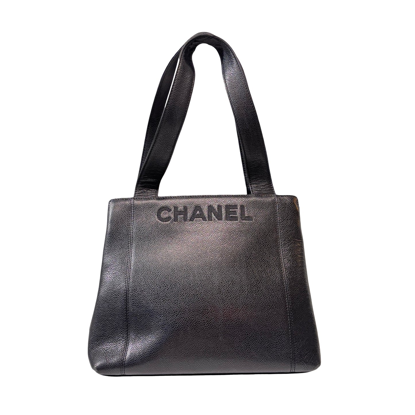Used CHANEL Caviar Leather Vintage Shoulder Shoulder Bag GHW Black
