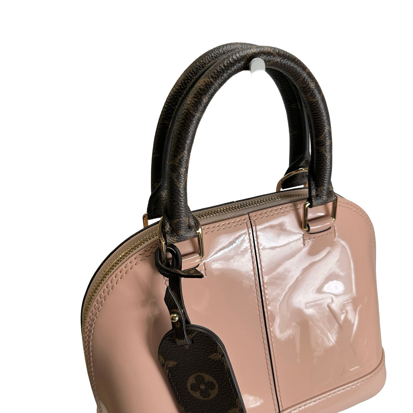 Used LOUIS VUITTON Monogram Vernis Alma Handbag Rose Velours Brown