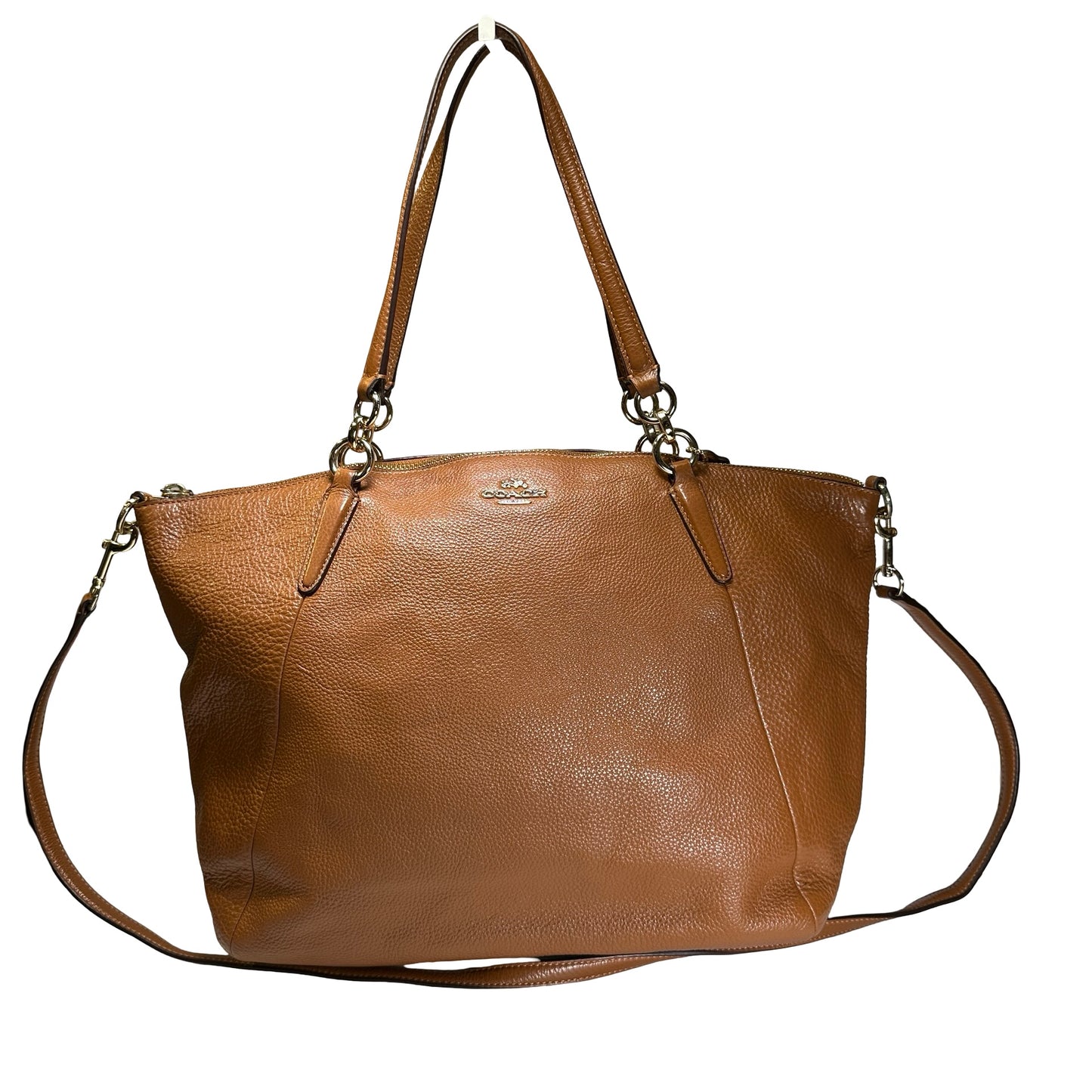 Used COACH Pebbled Leather Tyler Carryall Tote Bag Brown