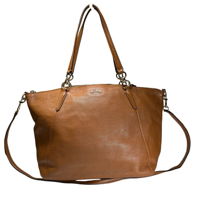 Used COACH Pebbled Leather Tyler Carryall Tote Bag Brown