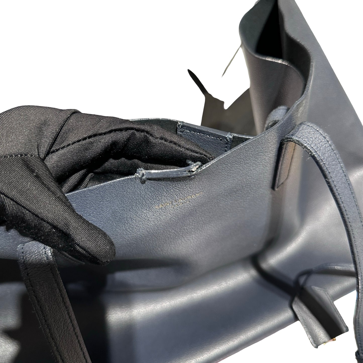 Used SAINT LAURENT East/West Supple Leather Shopping Bag Black GHW