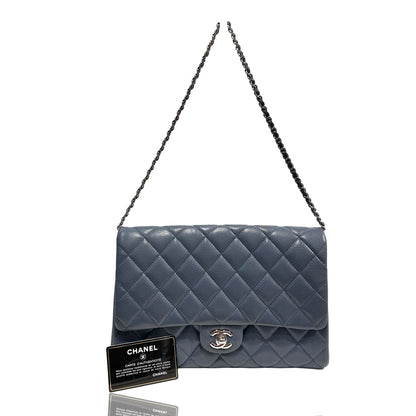 Chanel Caviar Leather FLAP Shoulder Bag Blue PHW