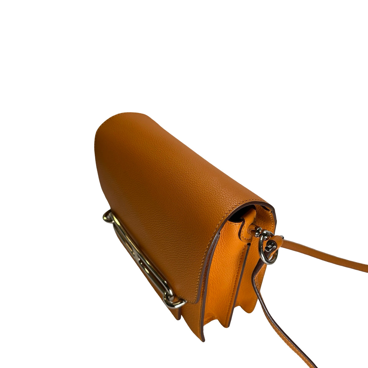 Used HERMES Leather Mini Roulis Crossbody Bag Orange