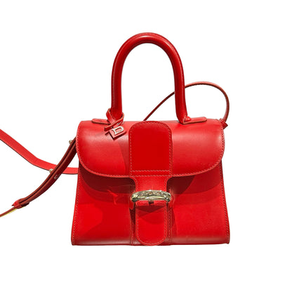 Used DELVAUX Brillant Mini Two Way Shoulder Bag Red