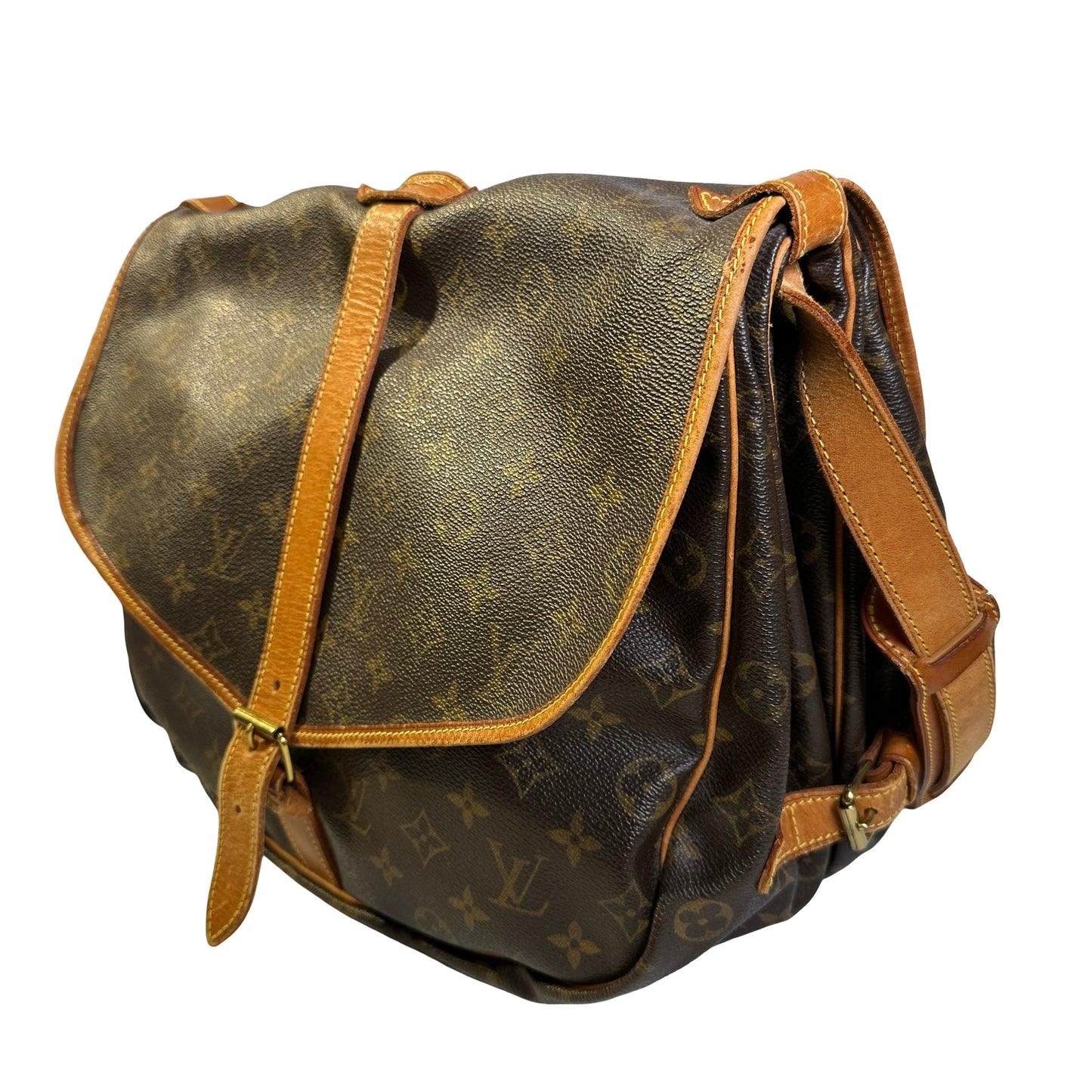 Used LOUIS VUITTON Monogram Saumur Messenger Bag Brown