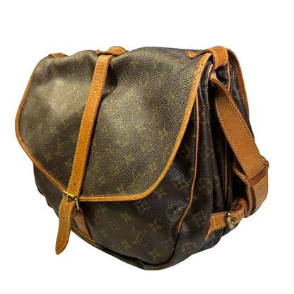 Used LOUIS VUITTON Monogram Saumur Messenger Bag Brown