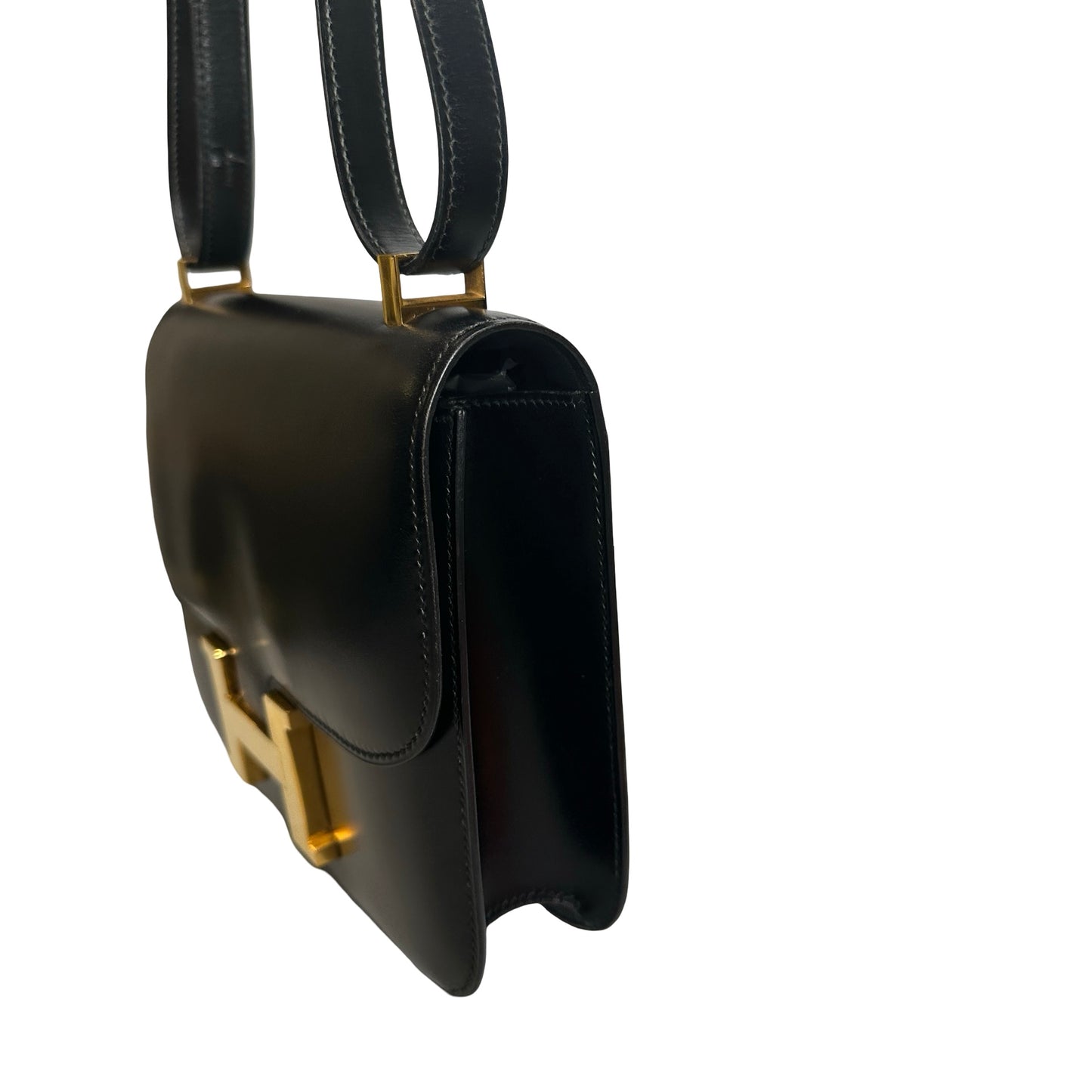 Used HERMES Box Calfskin Constance 24 Shoulder Bag Black Gold