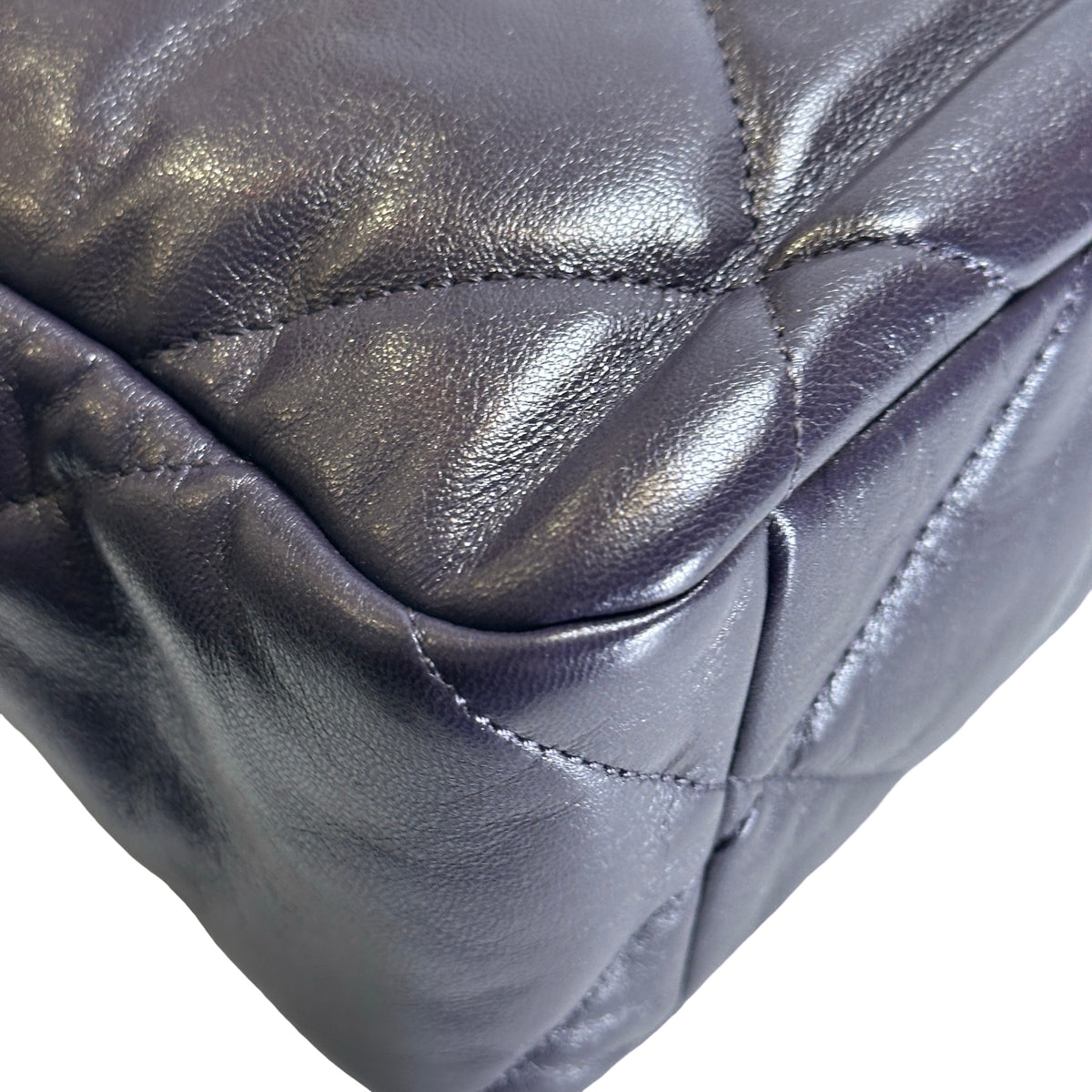 Used CHANEL Lambskin Quilted Chanel 19 Large Chain Shoulder Bag Purple GHW