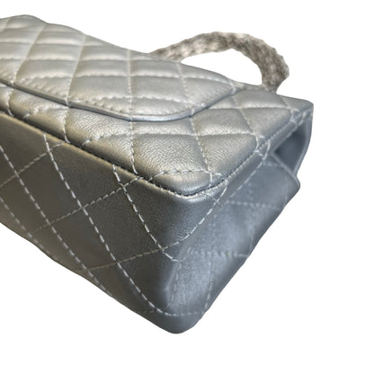Used CHANEL Quilted Calfskin Mini 2.55 Chain Shoulder Bag Silver