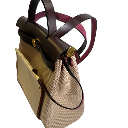 Brand New HERMES Canvas Leather Herbag 31 Handbag Beige Brown