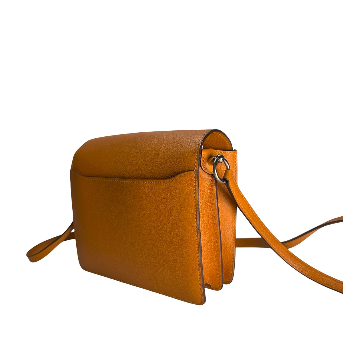 Used HERMES Leather Mini Roulis Crossbody Bag Orange