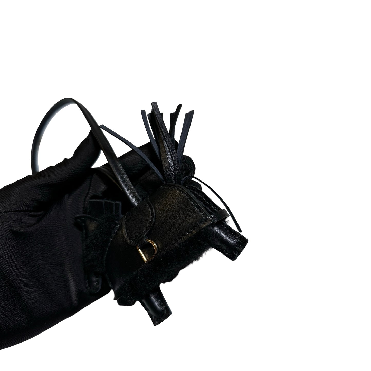 Brand New HERMES Leather Shearling Rodeo Rodeo Black