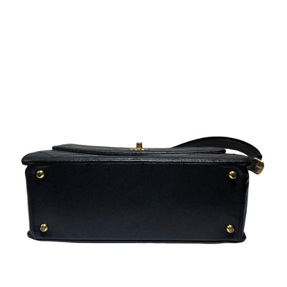Used CHANEL Caviar Quilted Quilted Shoulder Bag Black Gold