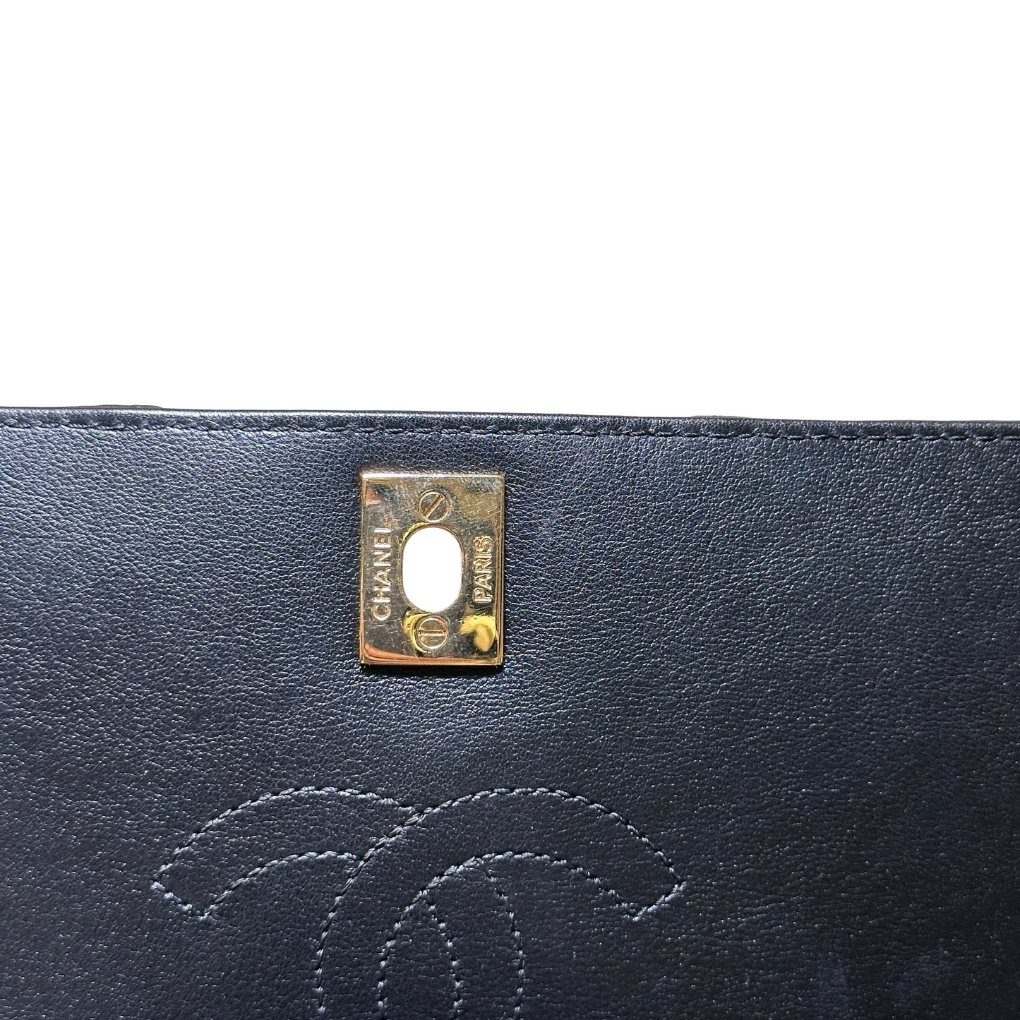 Used CHANEL Chevron Lambskin Chevron Flap Bag Chain Shoulder Bag Black Gold