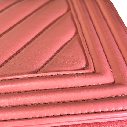 CHANEL Lambskin Boy Shoulder Bag Pink PHW
