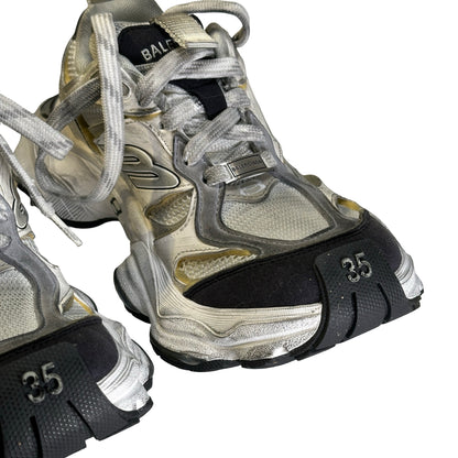Used BALENCIAGA Mesh Nylon Runner Sneakers White Black Silver