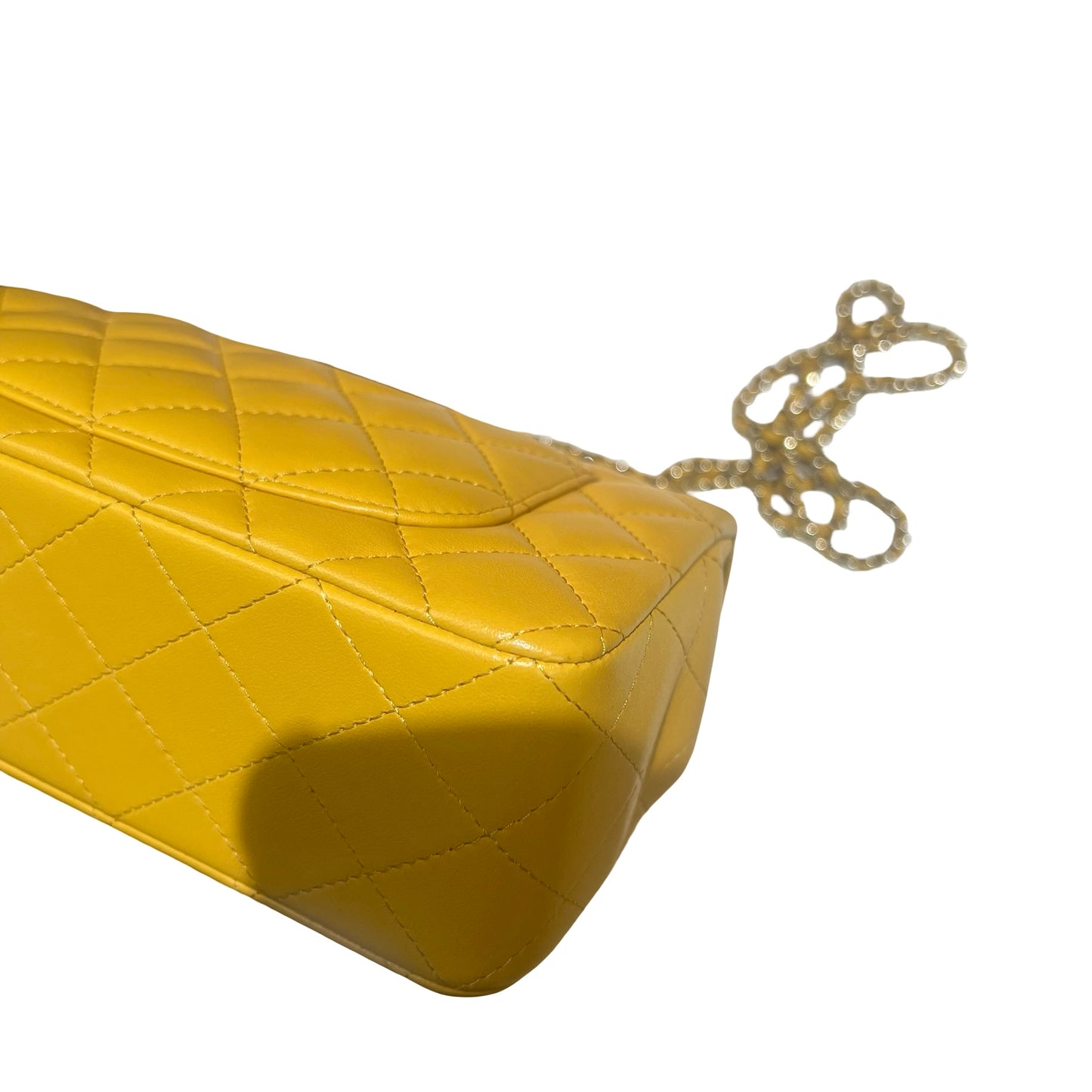 Used Chanel Mini CF 20 With Top Handle Shoulder Bag Yellow GHW