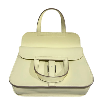 HERMES Leather Halzan Shoulder Bag Yellow Lime
