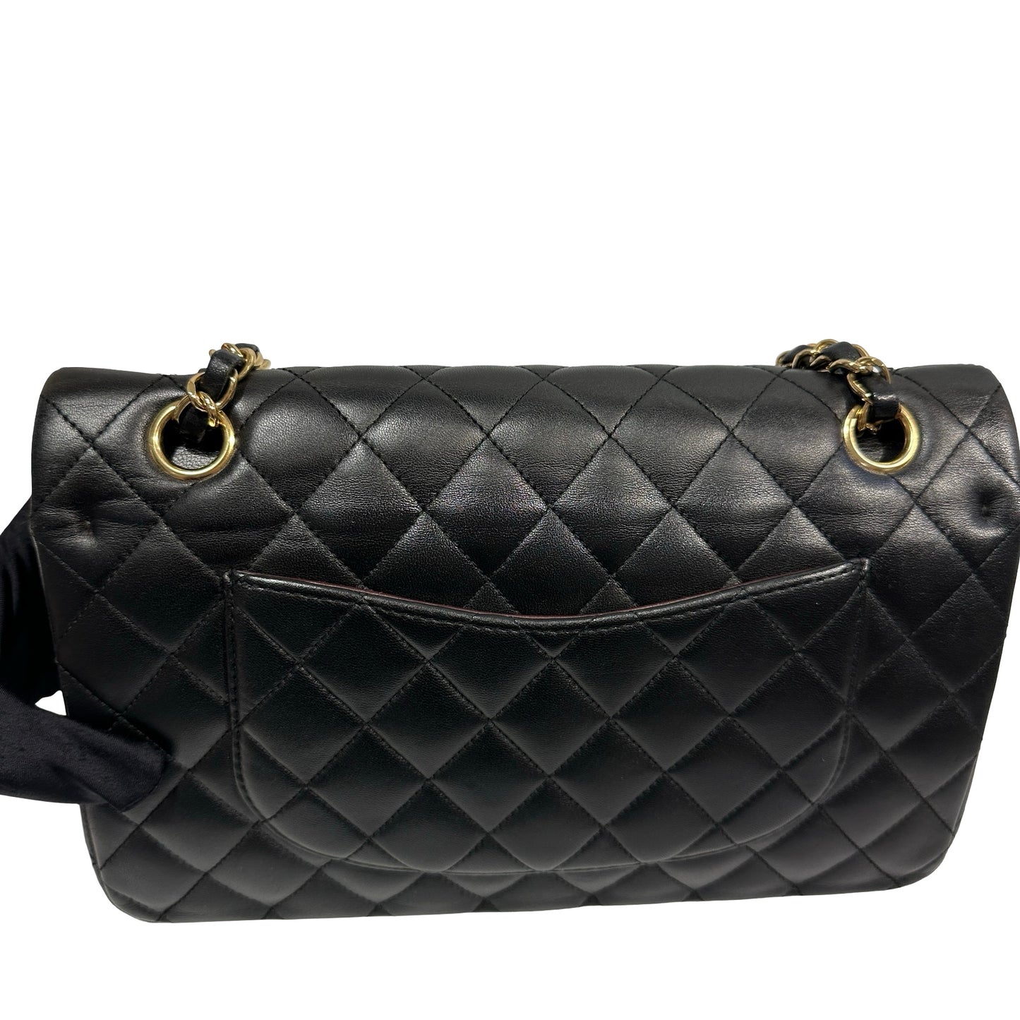 Used Chanel Calfskin Leather CF 25 Shoulder Bag Black GHW