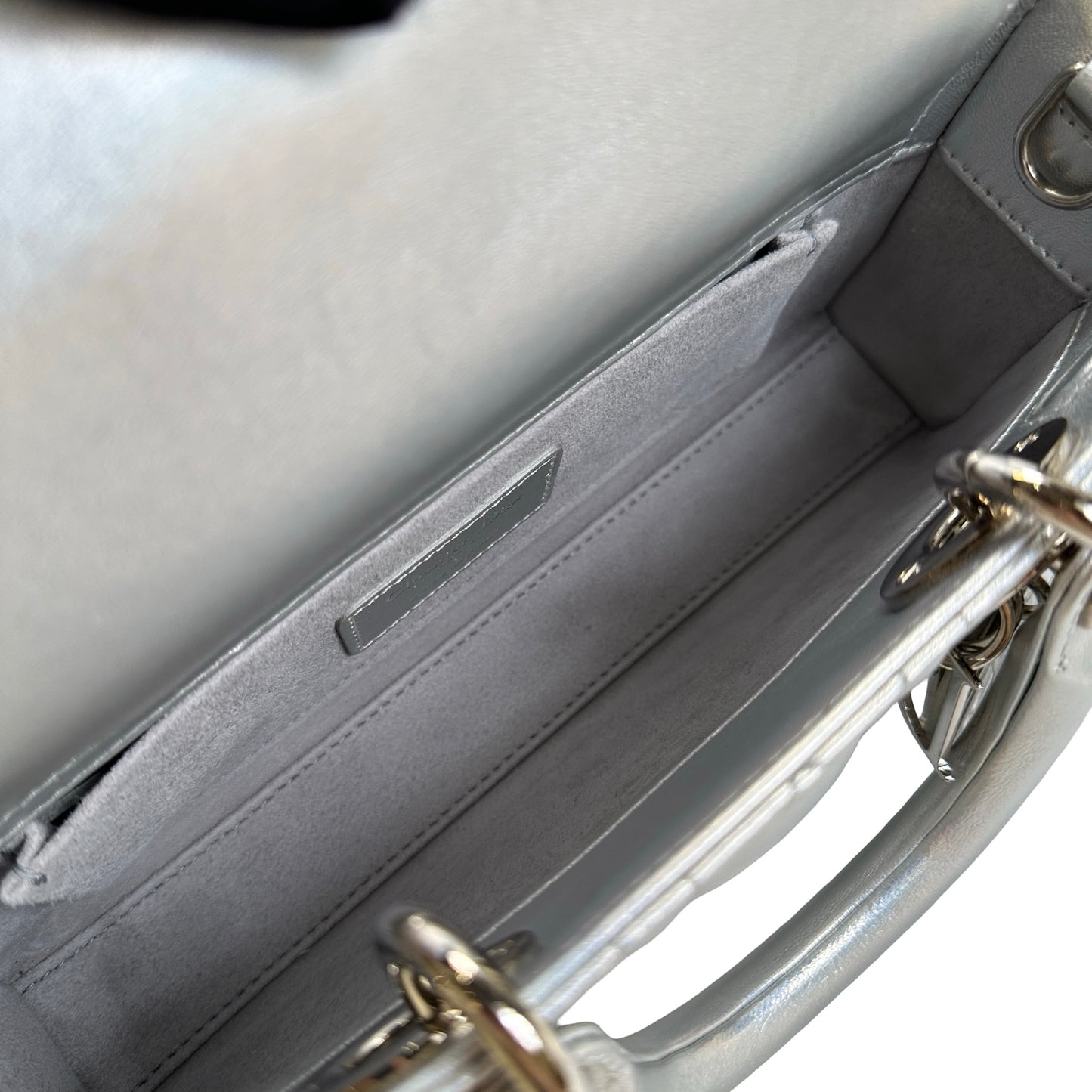 Used DIOR Cannage Lady D-Joy Handbag Silver