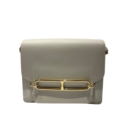 Used HERMÈS Calfskin Leather Roulis 23 Cross Body Bag Grey