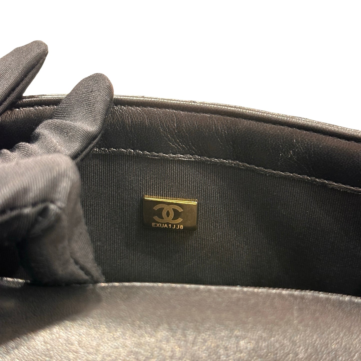 Used CHANEL Lambskin Leather Cross Body Bag Black GHW