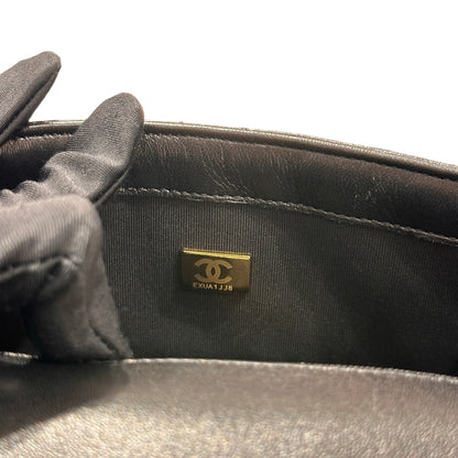 Used CHANEL Lambskin Leather Cross Body Bag Black GHW