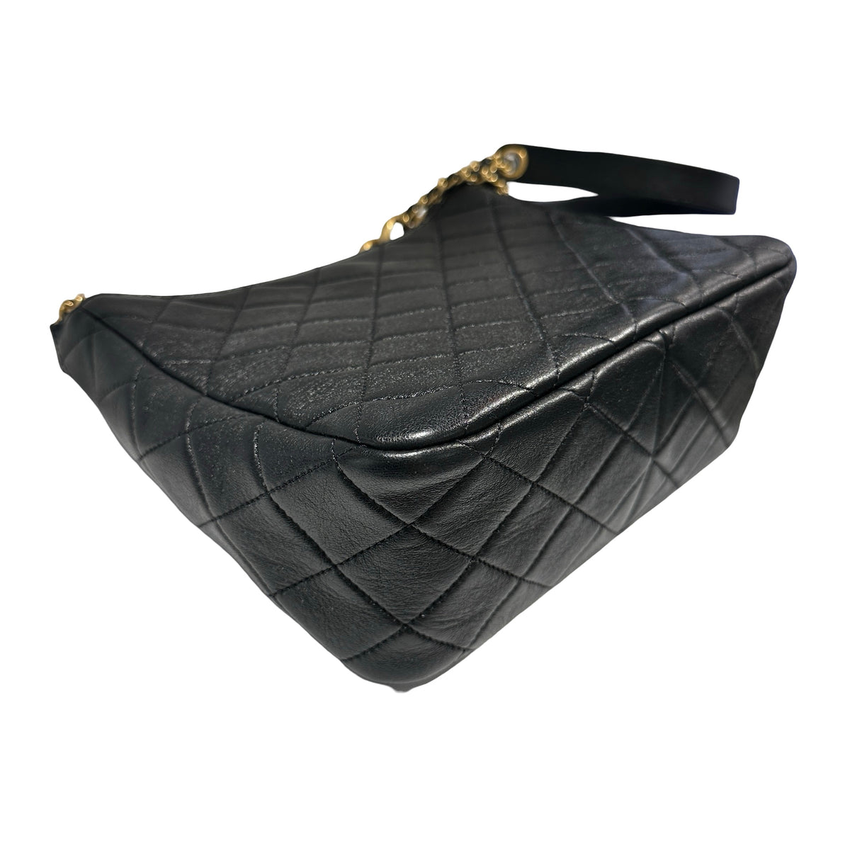 Used CHANEL Lambskin 22PHobo Bag Shoulder Bag Black Gold