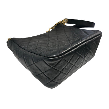 Used CHANEL Lambskin 22PHobo Bag Shoulder Bag Black Gold