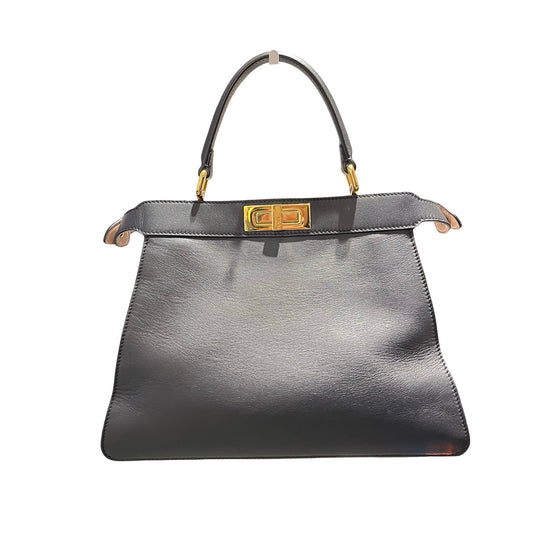 Used FENDI Peekaboo Handbag Black GHW
