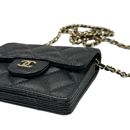 Used CHANEL MINI Cross Body Bag Black GHW