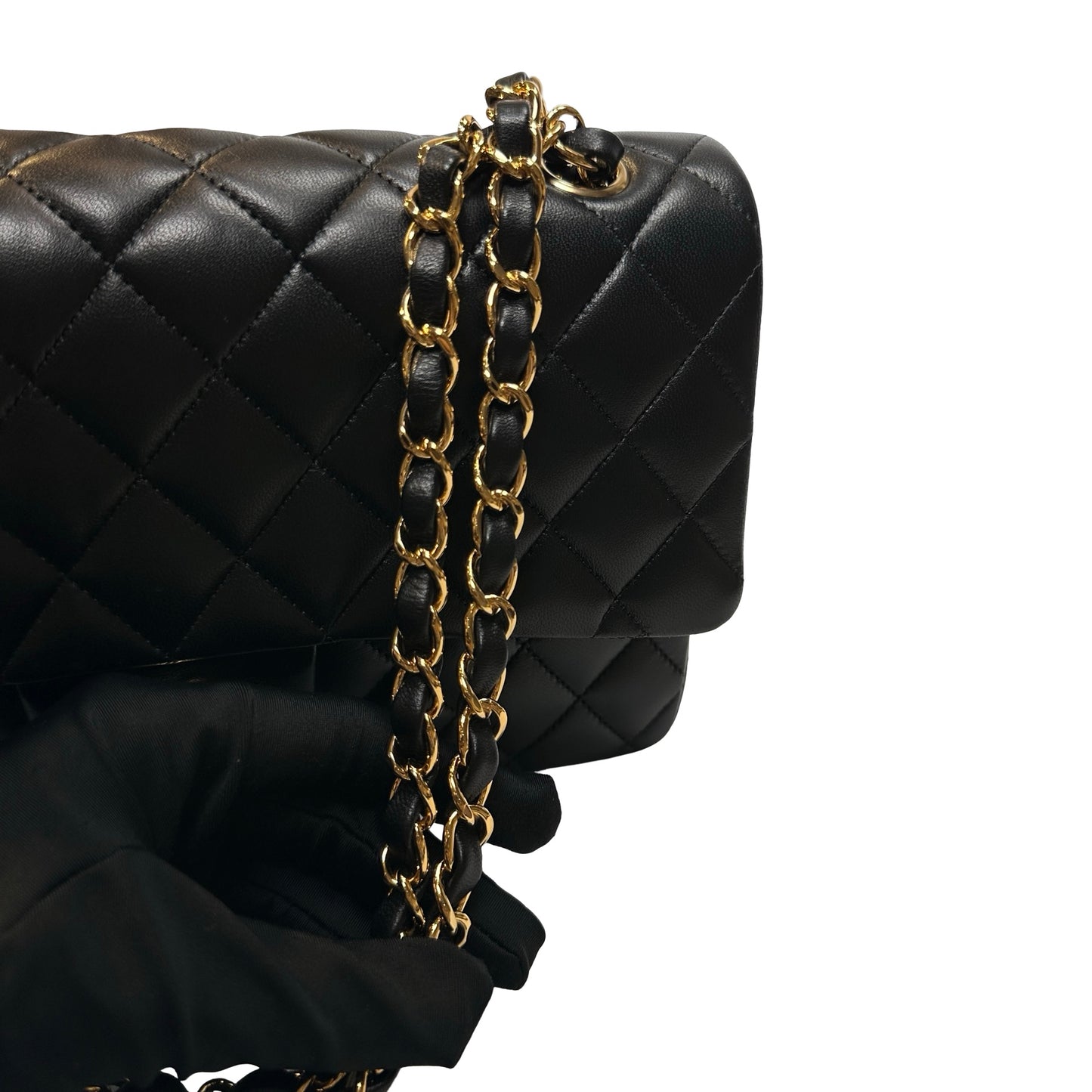 Used CHANEL Calfskin CF 25 Chain Shoulder Bag Black GHW