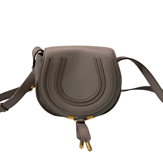 Used CHLOE Grained Calfskin Cross body bag Saddle Bag Grey