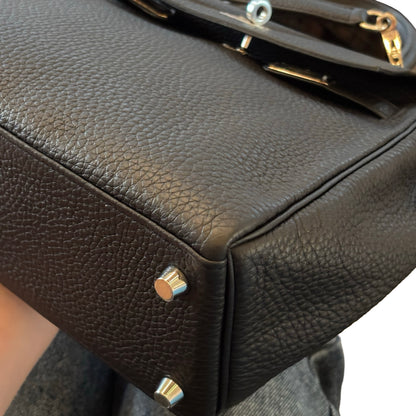Used HERMES Togo Kelly 25 Handbag Black PHW