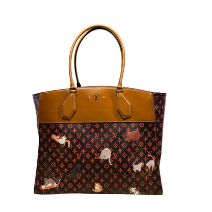 Used LOUIS VUITTON Monogram Catogram Neverfull MM Catogram Tote Bag Brown Orange Multicolor
